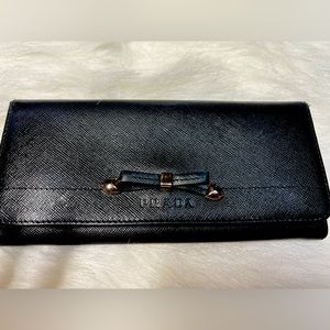 Authentic Prada Ribbon Saffino Leather Bifold Wallet